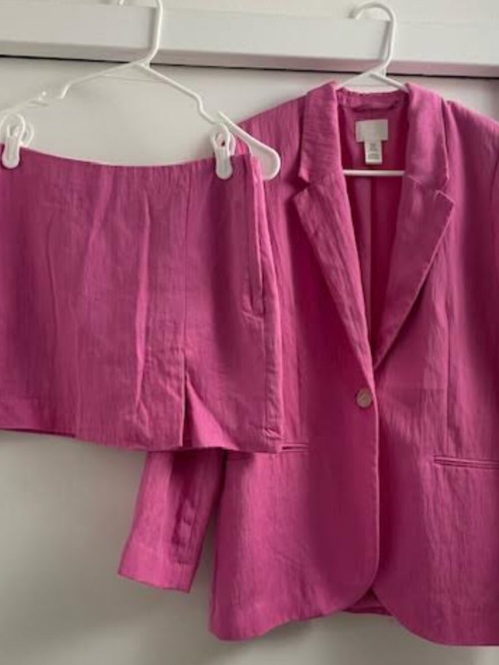 H&M Women's Pink Blazer Jacket Skirt Small XS S 6 Matching Set Co-Ord